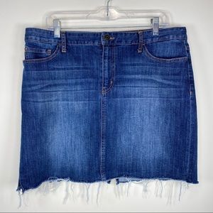 Tommy Hilfiger Y2K Raw Hem Festival Cut Off Mini Denim Jean Skirt Blue Size 14